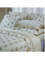 Kit cobre leito colcha garland super king 100% algodão 400 fios acetinado bordado 5 peças - palha