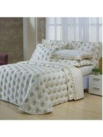 Kit cobre leito colcha garland super king 100% algodão 400 fios acetinado bordado 5 peças - palha