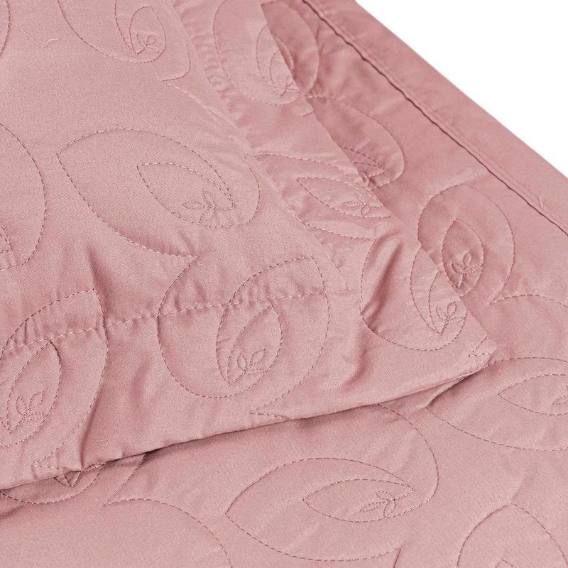 Kit cobre leito colcha desirée casal bordado micropercal 200 fios 3 peças - rosê