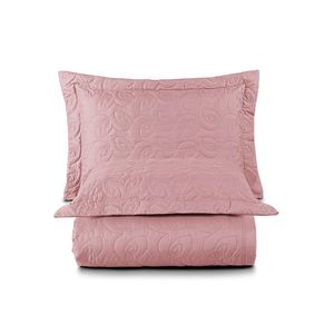 Kit cobre leito colcha desirée casal bordado micropercal 200 fios 3 peças - rosê