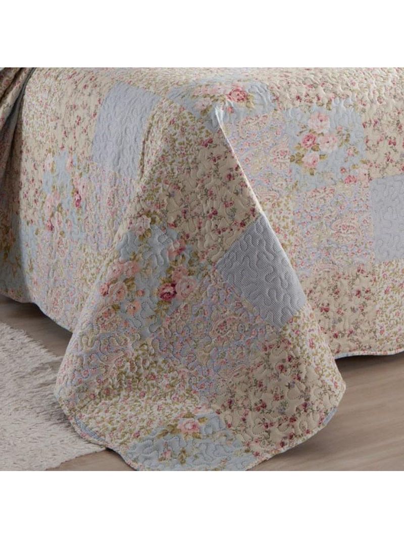 Kit cobre leito colcha mix king estampado dupla face floral 3 peças - beth