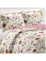 Kit cobre leito colcha mix queen estampado dupla face floral 3 peças - laís