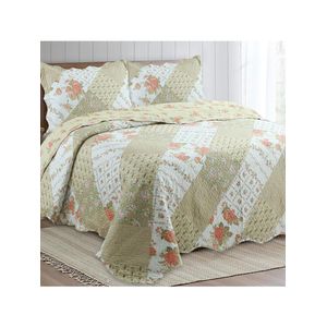 Kit cobre leito colcha mix queen estampado dupla face floral 3 peças - jéssica