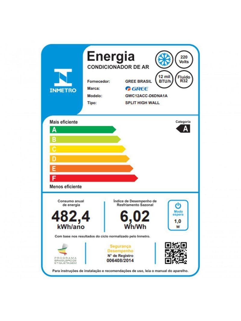 Ar Condicionado Split Hi Wall Gree G-Diamond Auto Inverter 12000 BTUs Frio 220V R-32