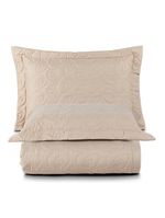 Kit cobre leito colcha desirée queen bordado micropercal 200 fios 3 peças - bege