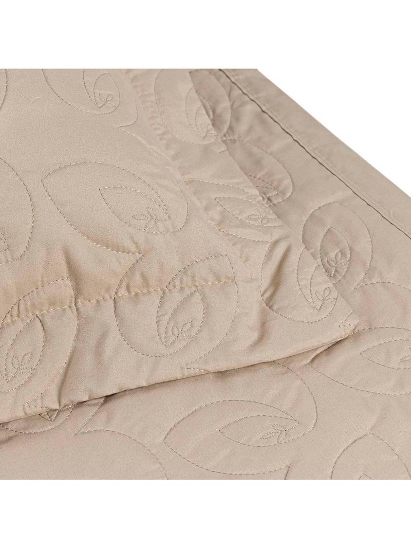 Kit cobre leito colcha desirée queen bordado micropercal 200 fios 3 peças - bege