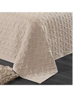 Kit cobre leito colcha desirée queen bordado micropercal 200 fios 3 peças - bege