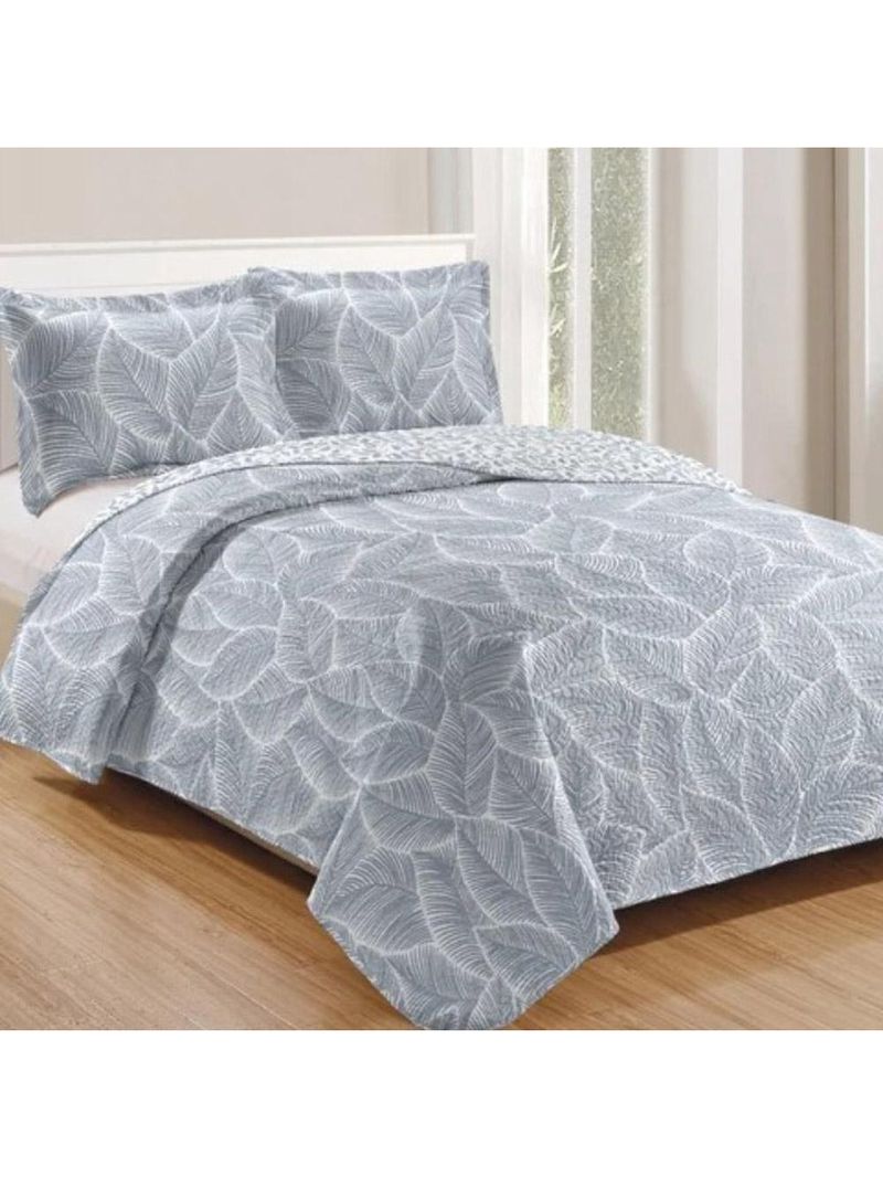 Kit cobre leito colcha mix king estampado dupla face floral 3 peças - cristiane