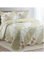 Kit cobre leito colcha mix king estampado dupla face floral 3 peças - jéssica