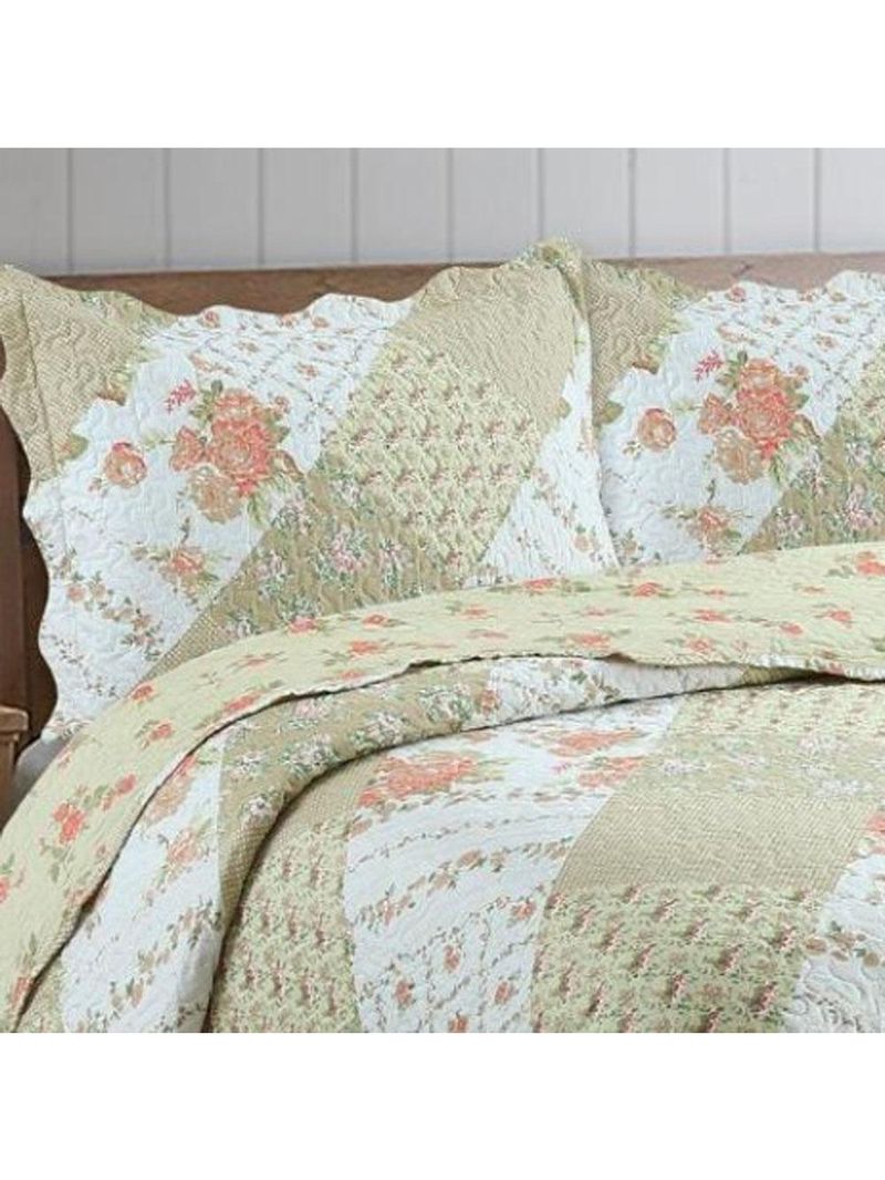 Kit cobre leito colcha mix king estampado dupla face floral 3 peças - jéssica