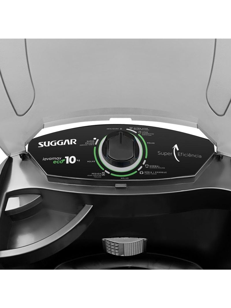 Tanquinho Semiautomático Suggar Lavamax Eco 10Kg Preta