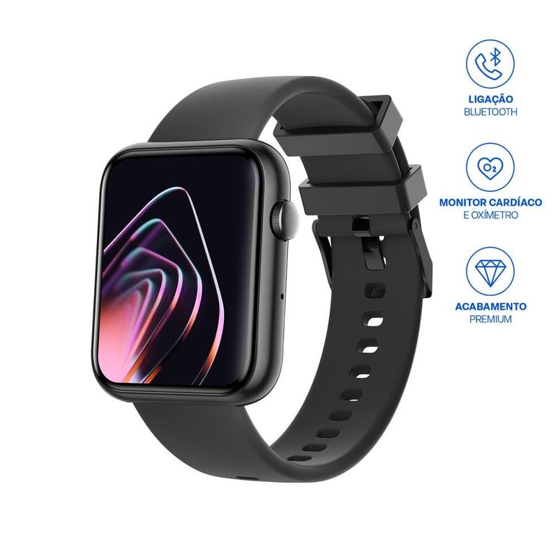 Smartwatch multi m2 tela 1,78 amoled proteção ip67 preto - wr204