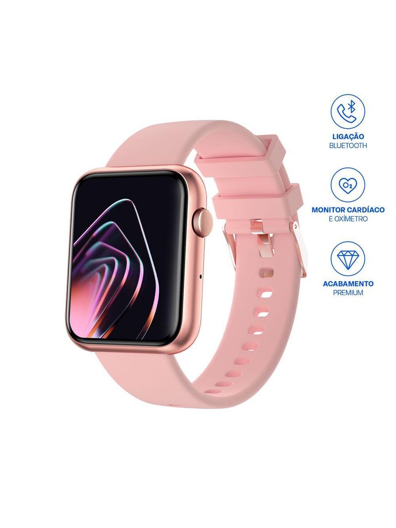 Smartwatch multi m2 tela 1,78 amoled proteção ip67 rosé - wr205