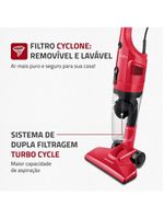 Aspirador de pó vertical 2 em 1 mondial turbo cycle ap36 1100w - vermelho