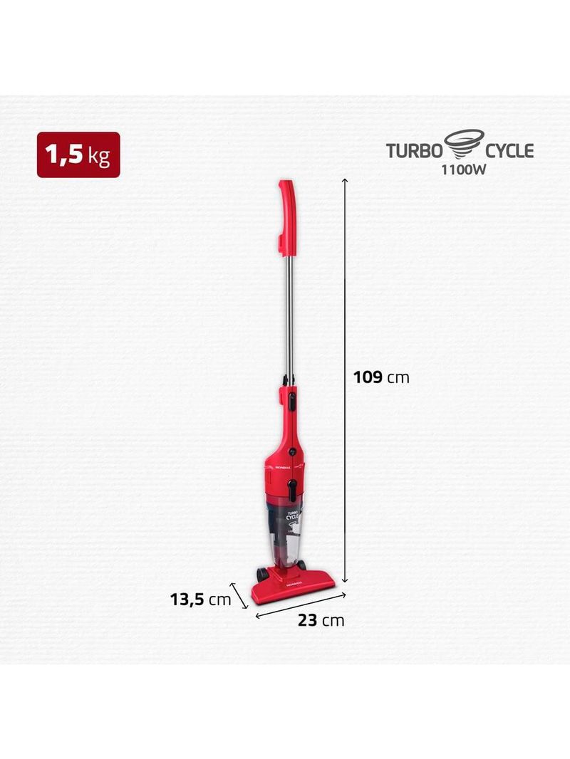 Aspirador de pó vertical 2 em 1 mondial turbo cycle ap36 1100w - vermelho