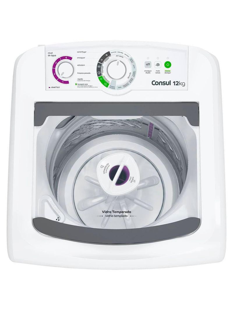 Lavadora de roupas consul 12kg cwh12bb com dosagem econômica e ciclo edredom – branca