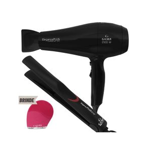 Kit prancha e secador de cabelo eleganza plus + brinde 220v