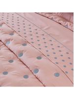 Kit cobre leito colcha garland super king 100% algodão 400 fios acetinado bordado 5 peças - rosê e cinza