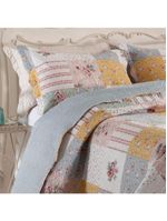 Kit cobre leito colcha mix king estampado dupla face floral 3 peças - luana