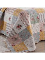 Kit cobre leito colcha mix king estampado dupla face floral 3 peças - luana