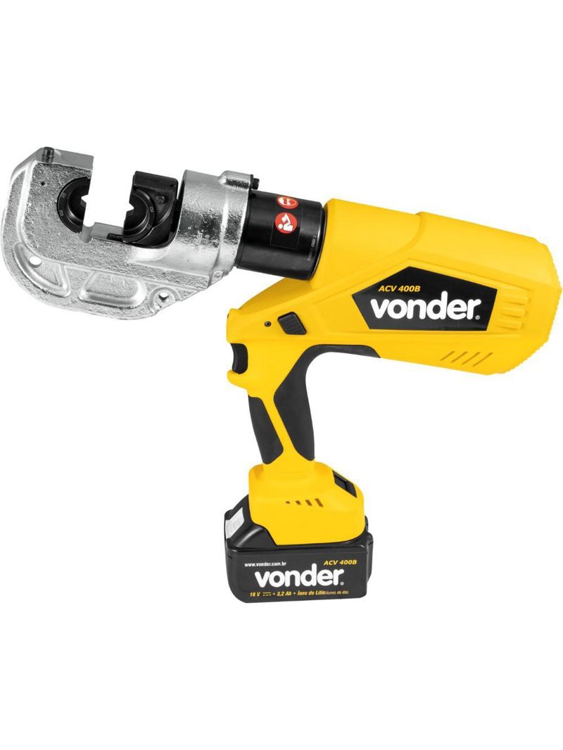 Alicate crimpador hidráulico bateria 18v acv400b vonder plus