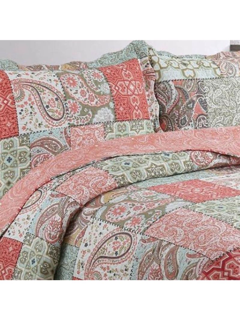 Kit cobre leito colcha mix king estampado dupla face floral 3 peças - eduarda