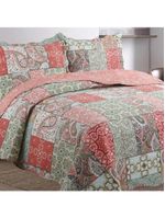 Kit cobre leito colcha mix king estampado dupla face floral 3 peças - eduarda