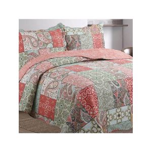 Kit cobre leito colcha mix king estampado dupla face floral 3 peças - eduarda