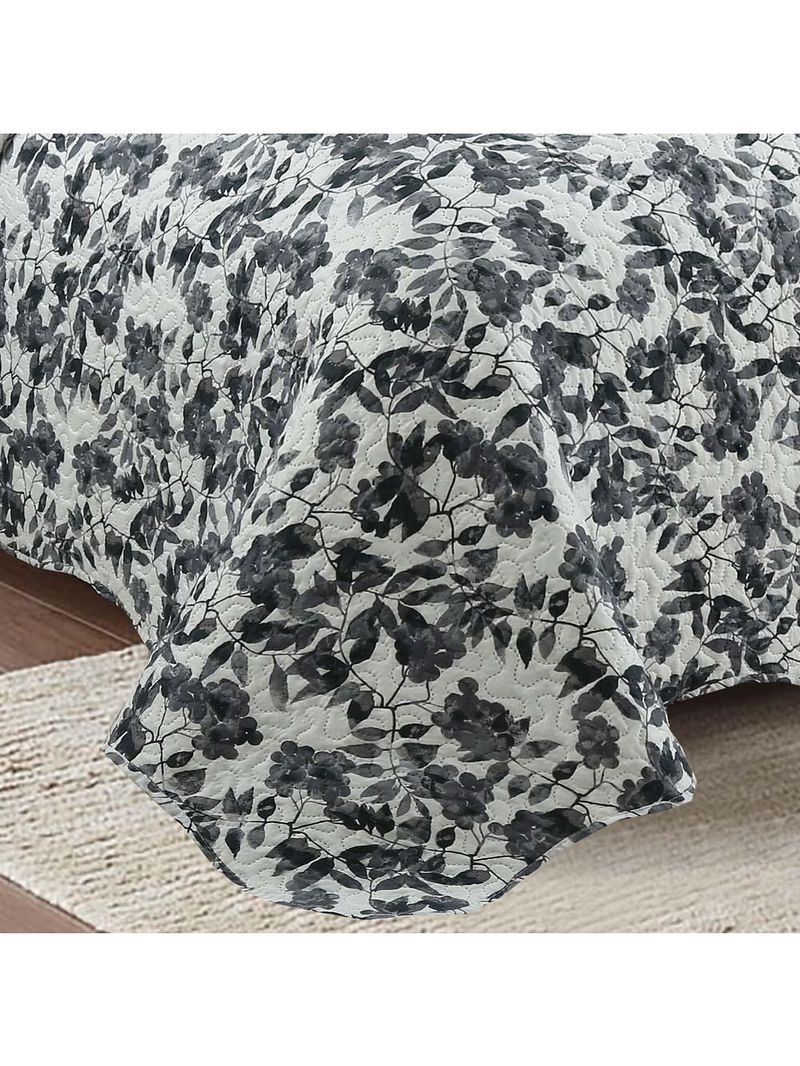 Kit cobre leito colcha mix king estampado dupla face floral 3 peças - amanda - palha