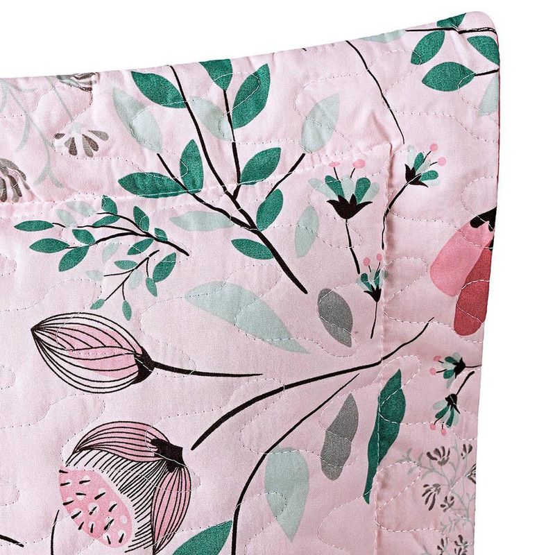 Kit cobre leito colcha celi casal padrão dupla face micropercal 200 fios 3 peças bothanica floral rosa