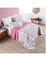Kit cobre leito colcha celi casal padrão dupla face micropercal 200 fios 3 peças bothanica floral rosa
