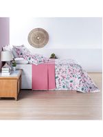 Kit cobre leito colcha celi casal padrão dupla face micropercal 200 fios 3 peças bothanica floral rosa