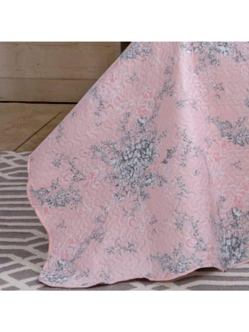 Kit cobre leito colcha mix king estampado dupla face floral 3 peças - grace