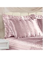 Kit cobre leito colcha fascínio queen cetim c/ tule de pérola 10 peças - rosê