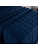 Kit cobre leito colcha livorno casal padrão acolchoado fofo macio malha 100% algodão 3 peças - azul marinho