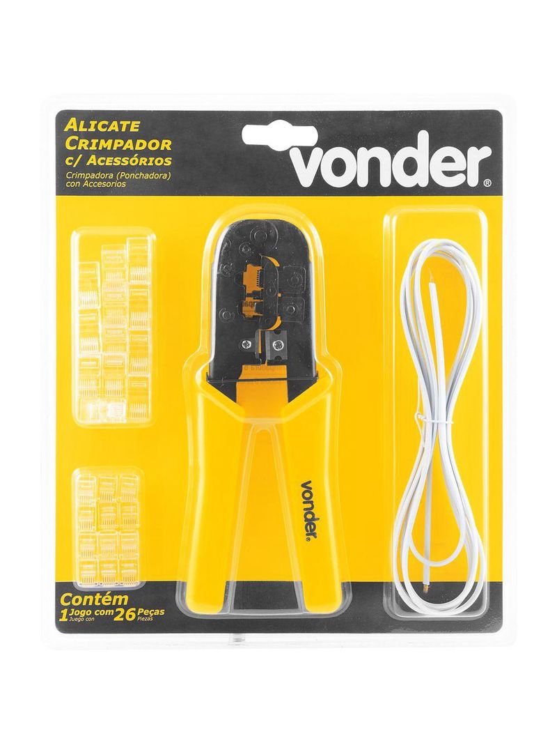 Alicate crimpador com acessórios 26 peças vonder