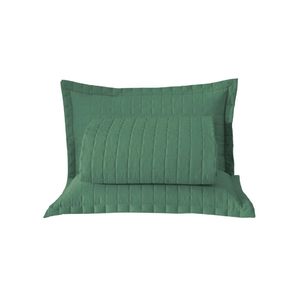 Kit cobre leito colcha bellini queen dupla face percal 300 fios textura matelassê 3 peças - verde