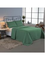 Kit cobre leito colcha bellini queen dupla face percal 300 fios textura matelassê 3 peças - verde