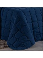 Kit cobre leito colcha livorno king acolchoado fofo macio malha 100% algodão 3 peças - azul marinho