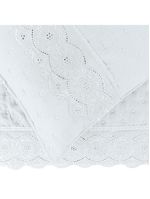 Kit cobre leito colcha bouclê casal padrão laise bordada micropercal 200 fios 3 peças - branco neve