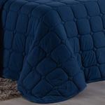 Kit cobre leito colcha livorno queen acolchoado fofo macio malha 100% algodão 3 peças - azul marinho