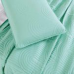 Kit cobre leito colcha arcos queen dupla face matelado 200 fios 3 peças verde