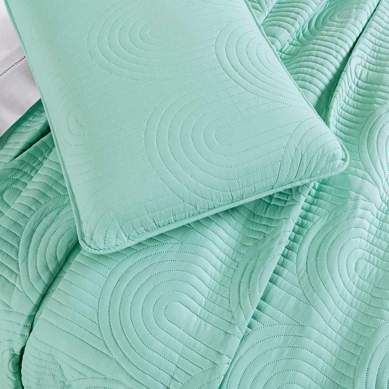 Kit cobre leito colcha arcos queen dupla face matelado 200 fios 3 peças verde