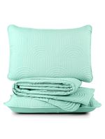 Kit cobre leito colcha arcos queen dupla face matelado 200 fios 3 peças verde