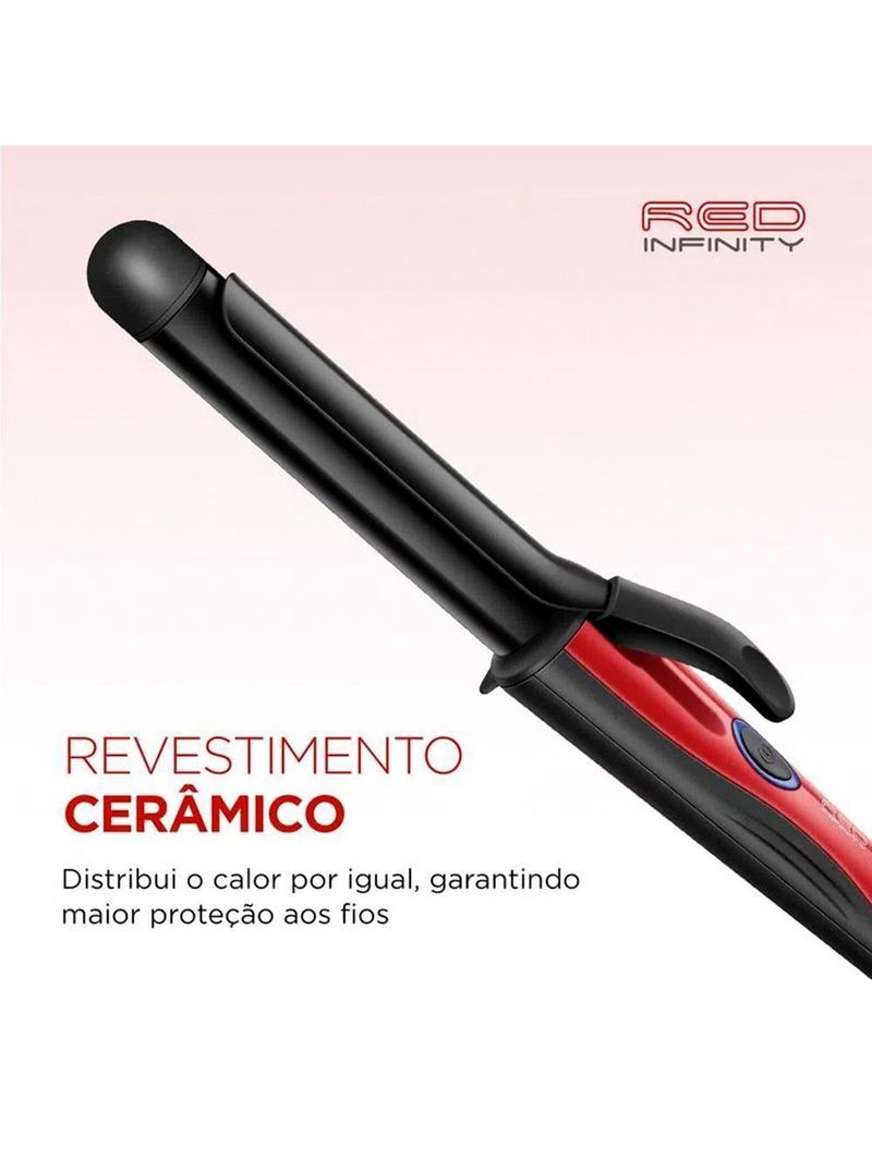 Modelador De Cachos Mondial Infinity Em-12 Cabo Giratório Bivolt Preto E Vermelho