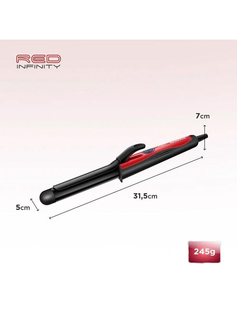 Modelador De Cachos Mondial Infinity Em-12 Cabo Giratório Bivolt Preto E Vermelho