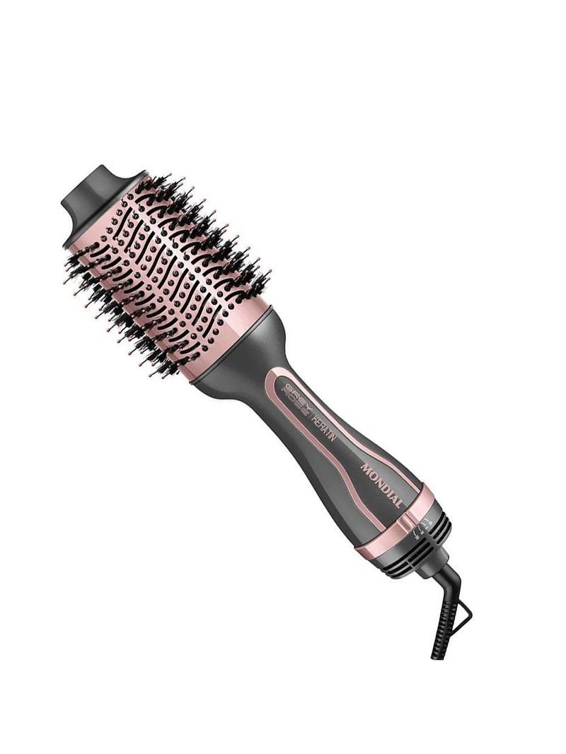 Escova Secadora Mondial Grey Rose Keratin Es-11 Cinza/rosa Bivolt