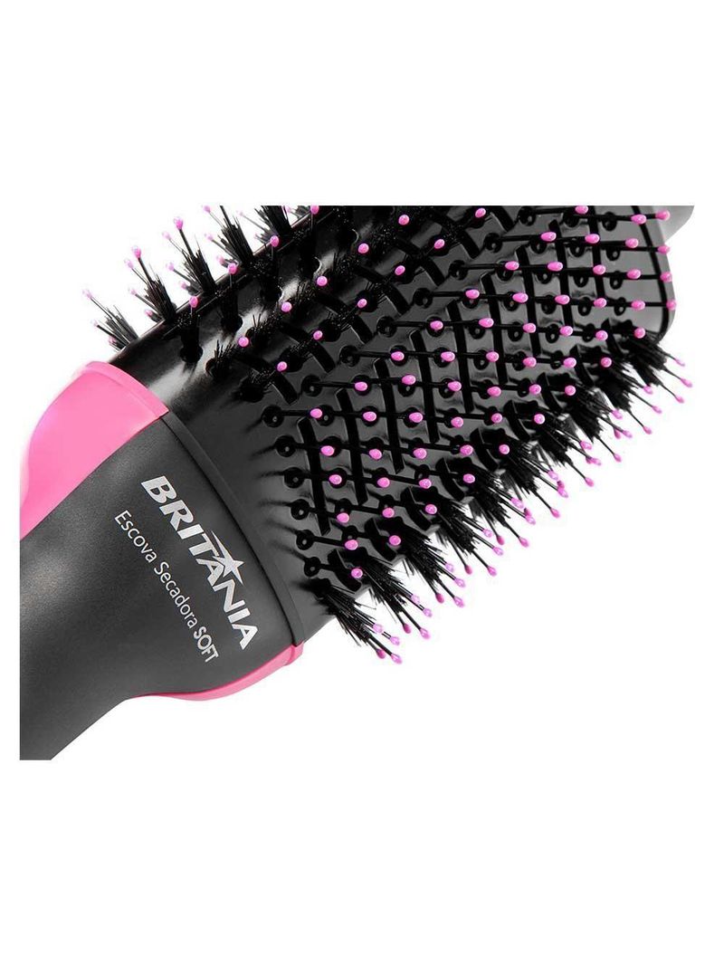 Escova Secadora Britânia Bec02 Soft 1200W Rosa/Preto 127V