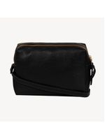 Bolsa transversal feminina em couro pequena lisa basic preta