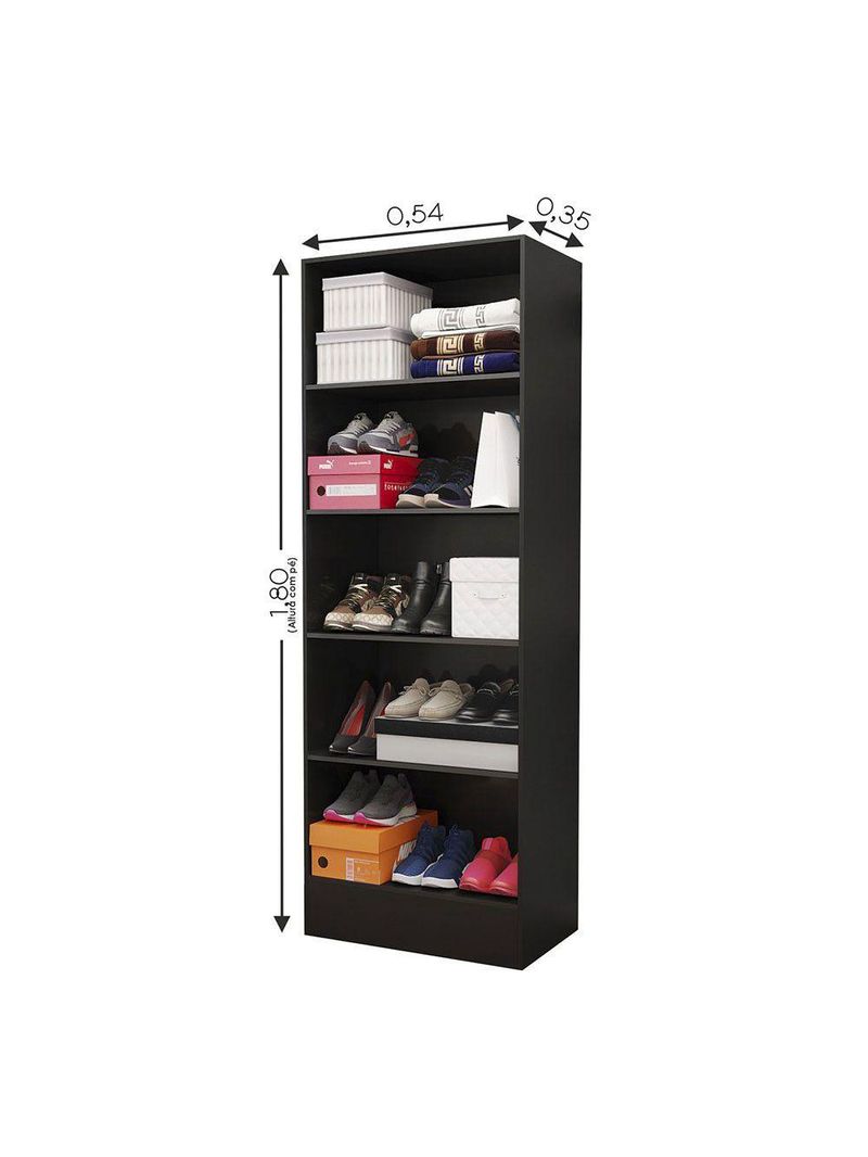 Sapateira Clarice 180cm Em Mdp Carioca Móveis Preto